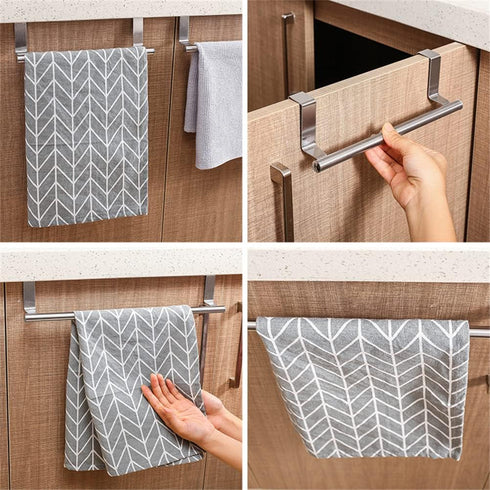 Stainless Steel Towel Rack Bathroom Towel Holder Stand Kitchen Cabinet Door Hanging Organizer Shelf Wall Mounted Towels Bar (1pcs)...