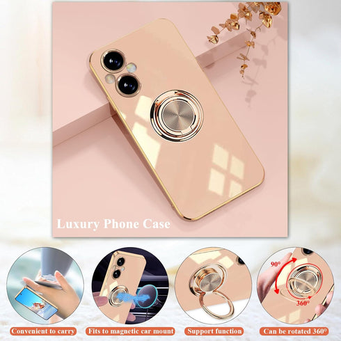 Compatible for Oneplus Nord N20 5g Case Ring Holder Magnet Silicone, Oneplus N20 5g Case Thin Phone Case Aesthetic Black 360° Rotatable Metal Stan...