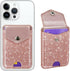 Self Adhesive Card Holders for Back of Phone, Cute Leather RFID Phone Wallet Pockets with Snap, Slim Card Holders Sleeve for Phone Case, Glitter R...