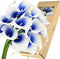 FiveSeasonStuff Real Touch Calla Lily Artificial Flowers Wedding Bridal Bouquet | Floral Arrangements | 15 Calla Lilies (Silk White & Abyss Blue)...