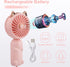 QearFun Handheld Lanyard Fan Portable, Mini Hand Held Fan with USB Rechargeable Battery, 3 Speed Strong Personal Table Fan, 8-12 Hours Small Makeu...