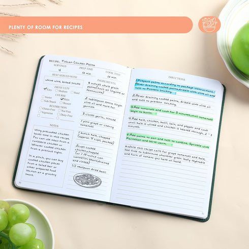 Recipe Book, Blank Recipe Books to Write in Your Own Recipes, Waterproof Hardcover cook books with Prompts and Contents A5-Beige...
