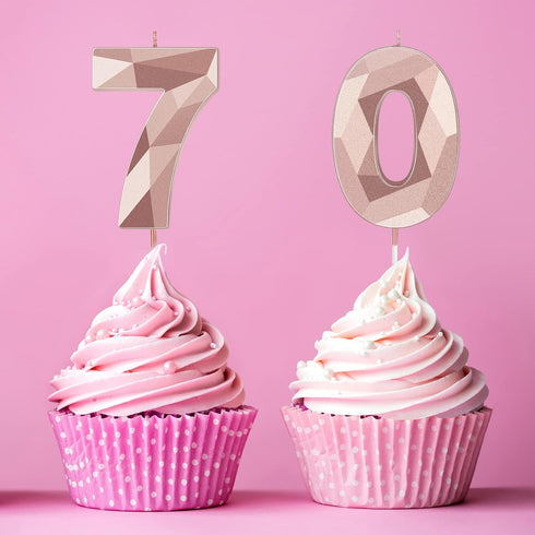 Nuanchu 70th Birthday Candles, Happy Birthday Cake Topper 3D Diamond Shape Numeral Sparkler Number Candles for Men Women Party Wedding Decoration ...