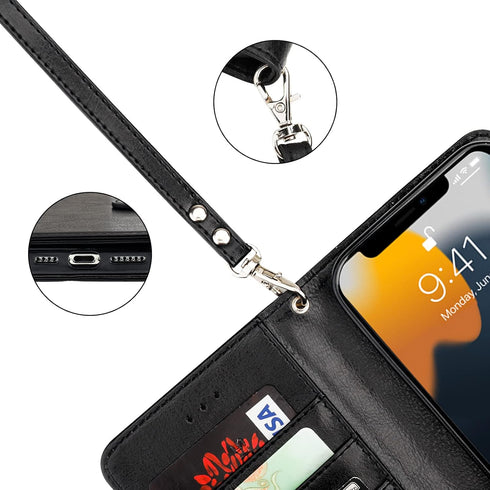 Bocasal Detachable Wallet Case for iPhone 13 Pro Max RFID Blocking Card Slots Holder Premium PU Leather Magnetic Kickstand Shockproof Wrist Strap ...