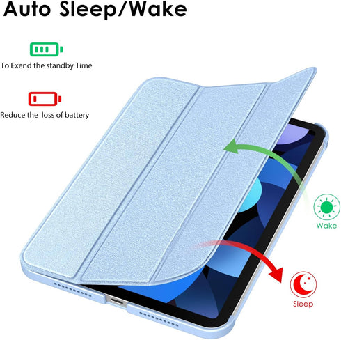 DTTO Case for New iPad Air 11 inch M2 / iPad Air 5th&4th Generation 10.9 Inch, Hard Back Sparkled and Sheen Front Cover for iPad Air Case 2024/202...