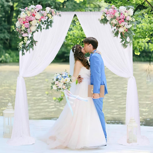 White Tulle Fabric 4 Yards Pearl Beaded Tulle by The Yard for DIY Wedding Dress Half Skirt Party Tablecloth Decor...