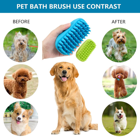 2 Pack Dog Bath Brush,Rubber Dog Shampoo Grooming Brush,Silicone Pet Wash & Massage Brushes,Dog Shower Wash Curry Brush for Long Short Hair,Medium...