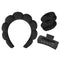 Wecoe Spa Headband And Wristband Set Skincare Headband For Washing Face Hair Claw Clips For Thick Hair Cute Black Puffy Sponge Makeup Headband Bub...