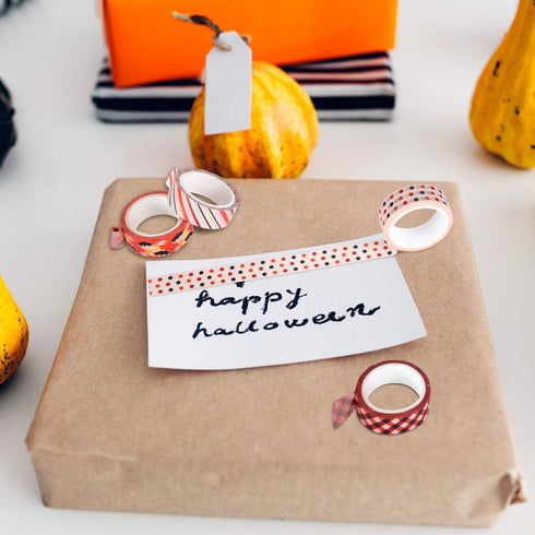 12 Rolls Halloween Washi Tape with Bat Ghost Bones Patterns DIY Halloween Tape Halloween Wrappings Tapes Kits for Halloween Festivals DIY Decorati...