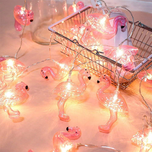 DomeStar 10Ft Pink Flamingo String Lights - LED Battery Operated Fairy Lights, Outdoor Patio Decor for Garden, Poolside, Tropical Hawaiian Luau Pa...