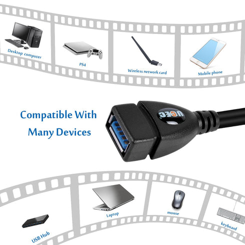 UCEC USB 3.0 Extension Cable, Male to Female 90 Degree Short Extension Cord 6 Inch Extender, Up & Down Angle, 2 Pack (Black)...