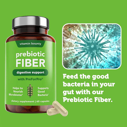 Vitamin Bounty Prebiotic Fiber Digestive Support with PreforPro® - Enhances Probiotic Effectiveness, Supports Digestive Health & Immune System, Re...