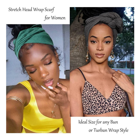 Kachanaa Satin Head Scarf Wraps African Women' Soft Long Scarf Shawls Stretch Turbans Solid Color Headbands for Black Women(Dark gray)...