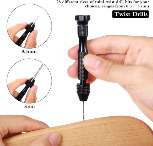 57 Pieces Hand Drill Bits Set, Pin Vise Hand Drill, 46 Pieces Micro Twist Drill Bits and 10 Pieces PCB Mini Drill Bits for Resin Polymer Clay Craf...