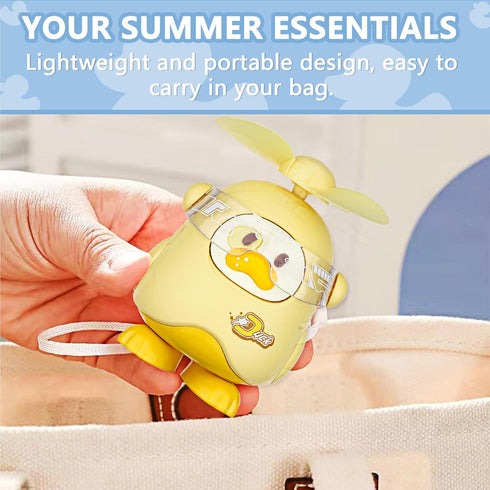 Mini Portable Fan, Handheld fan, Cartoon USB charging fan, One gear adjustment, strong wind, with hanging rope, suitable for travel/outdoor/home/o...