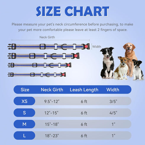 Martingale Collar for Dogs,Soft Neoprene Padded Reflective Martingale Collar and Leash Set Safety Buckle Nylon Martingale Dog Collars for Large Do...