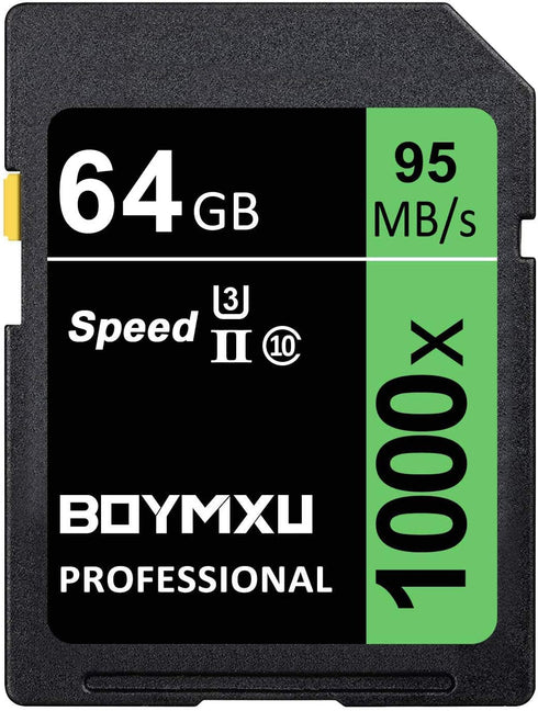 64GB Memory Card, BOYMXU Professional 1000 x Class 10 UHS-I U3 Memory Card Compatible Computer Cameras and Camcorders, Memory Card Up to 95MB/s, G...