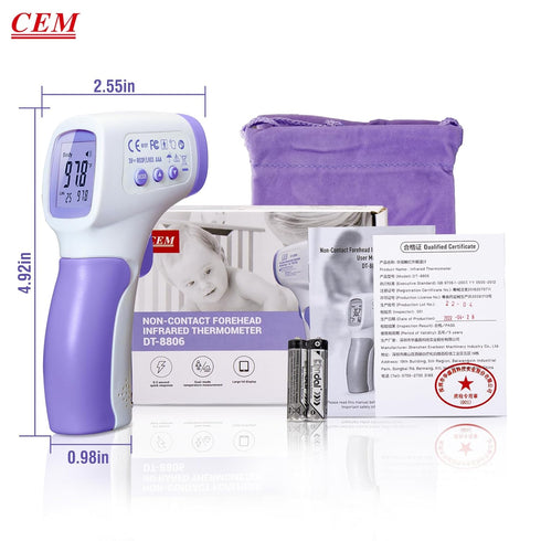 CEM DT-8806 Digital Thermometer for Adults and Kids, No Touch Forehead Thermometer for Baby, 2 in 1 Body Surface Mode Infrared Thermometer with Fe...