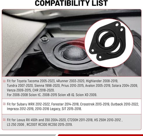 RED WOLF Tweeter Speaker Adapter Spacer Rings 1.5 Inch Cutout for Select Toyota Tacoma 4Runner 2005-2023, Subaru WRX Forester 2015-2022 Replace Ce...