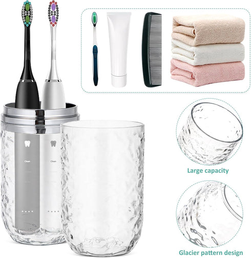 2PCS Travel Toothbrush Case with Cover, Portable Toothbrush Holder Cup Storage Container for Home Bathroom Trip School...