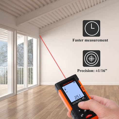 Laser Measurement Tool,131Ft Laser Measure Ft in M Unit Switch with 2 Bubble Levels Pythagorean Mode Area and Volume Measuring,LCD Backlit Digital...