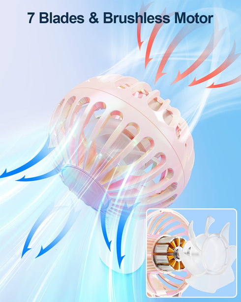 Portable Mini Handheld Fan, Small Personal Hand Held Fan with Base, Cute Design USB Rechargeable Fan for Lash Makeup, Summer Beach Travel Essentia...