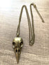 Cathercing Crow Skull Pendant Necklace for Men on Halloween Boys Skull Necklace Chain Jewelry Necklaces for Women Festival Ornament (Bronze)...