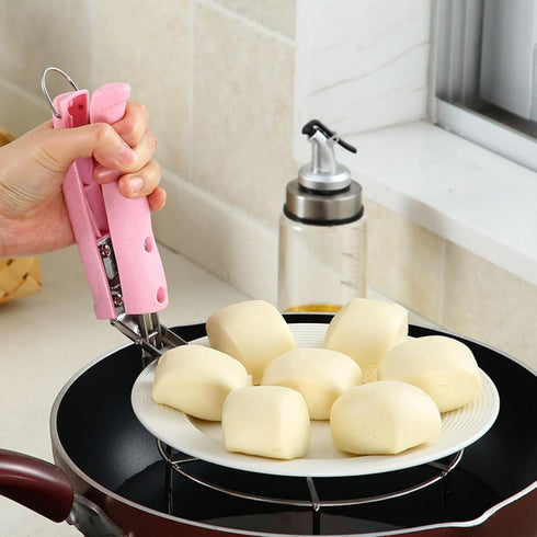 Stainless Steel Cooking Tongs, Kitchen Scald Resistant Hot Dish Gripper Pliers, Kitchen Tool Jig, Jig for Moving Hot Plates or Bowls with Hot Dish...
