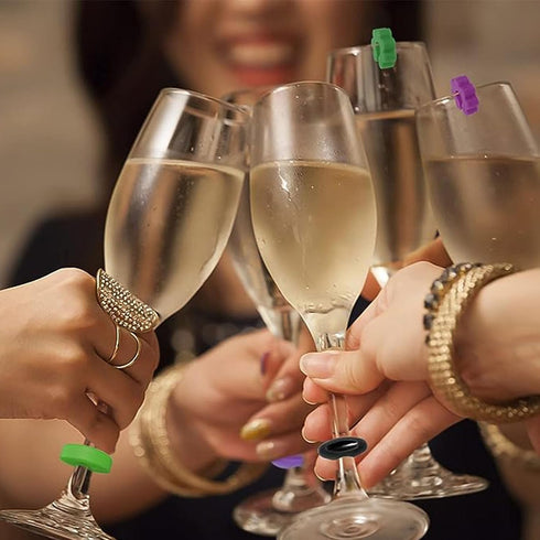 Wine Glass Charms, 36PCS Reusable Silicone Wine Glass Drink Markers, Glass Identifiers For Glass and Cups at Parties, Anniversary, Christmas,Carni...