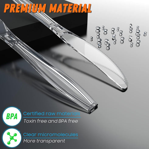 7.5" Clear Plastic Knives Heavy Duty Upgraded Heat Resistant & BPA Free, Solid and Durable Plastic Cutlery, Premium Disposable Knives, for Party S...