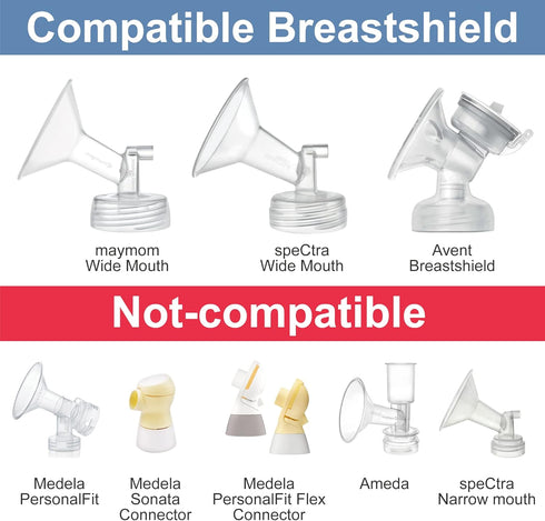 Maymom Breastmilk Storage Bag Adapters Compatible with Spectra S1, S2 Pumps ; 2 Duckbill Valves Included; Clear BPA Free Material; Boiling Water O...