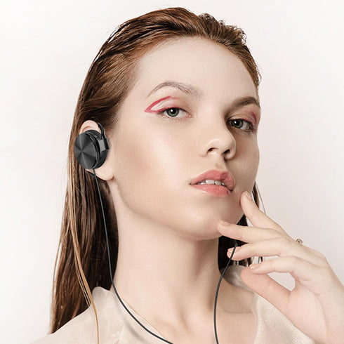 GEEKRIA Wired Clip On Ear Headphones, Portable Hook On Ear Headphones with Microphone and Call Controller Compatible with Android, MAC, Windows, A...