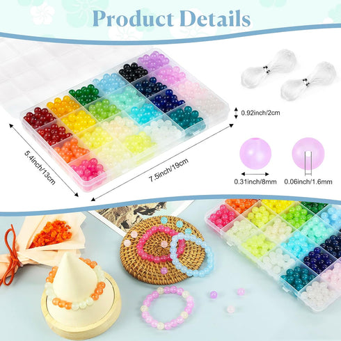 Glass Beads for Jewelry Making,2 Boxes Crystal Beads Bracelet,24 Colors Gradient Glass Beads Friendship Bracelet Kit for Girls...