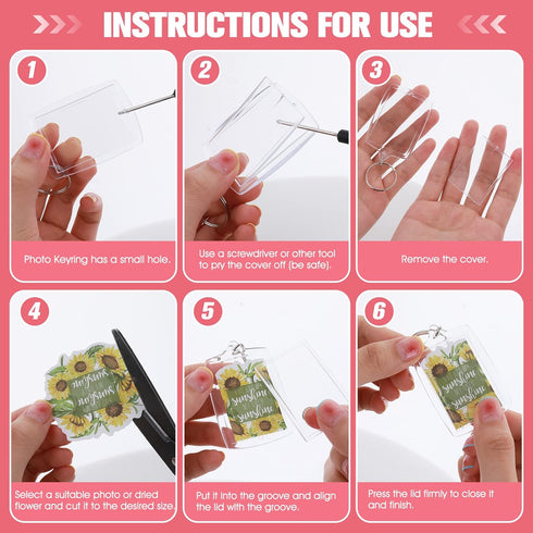 10PCS Acrylic Photo Picture Keychains Blank Photo Keyrings Double Sided Picture Holder With Split Ring Clear Personalised Diy Craft Art Projects P...