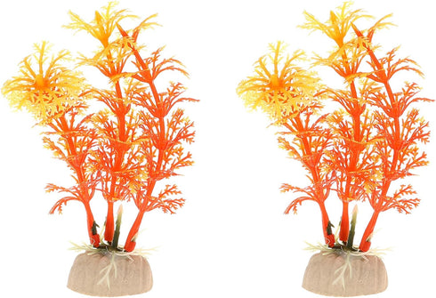 Aquarium Decoration, Aquarium Plastic Plants Decoration for Aquarium Fish Tank,4.72Inch(Orange,2Pcs)...