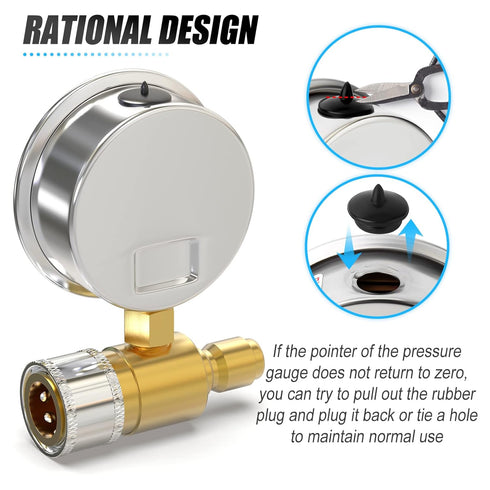 MEANLIN MEASURE 0~6000Psi Pressure Washer Pressure Gauge, 3/8 Inch Quick Connect, 2.5" FACE DIAL Stainless Steel Liquid Filled Pressure Gauge for ...