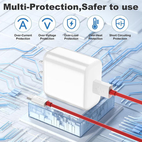 65W Warp Charger for OnePlus Open Pad 10 Pro 10R 9 Pro 9 8T, 10V 6.5A Rapid Wall Power Adapter Fast Charger Block Replacement for OnePlus Nord 2T/...