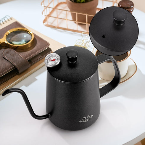 MERMOO YILAN Gooseneck Coffee Kettle 21oz Pour Over Drip Pot 600ml Long Narrow Spout Stainless Steel Water Dripper Kettle for Tea & Coffee(Silver)...