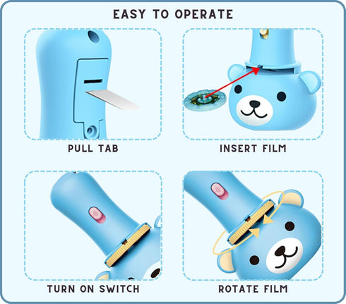 80 Patterns Bear Flashlight Projector for Kids with Educational Preschool Learning; Letters, Numbers, Animals, Birds, Vehicles, Dinosaurs, Ocean, ...