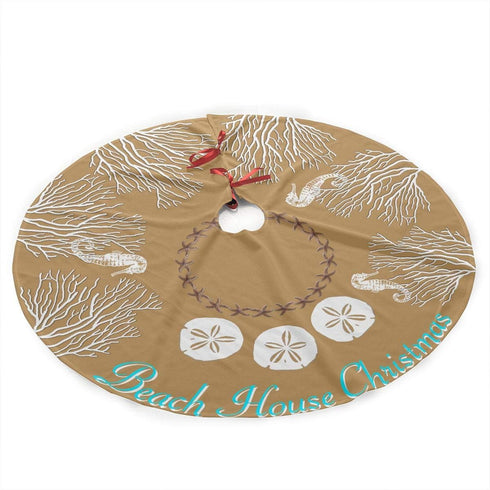 NGFF Beach Coral Cute Santa and Snowman Dolls Design Christmas Tree Skirt Gorgeous Xmas Tree Decoration Skirt...