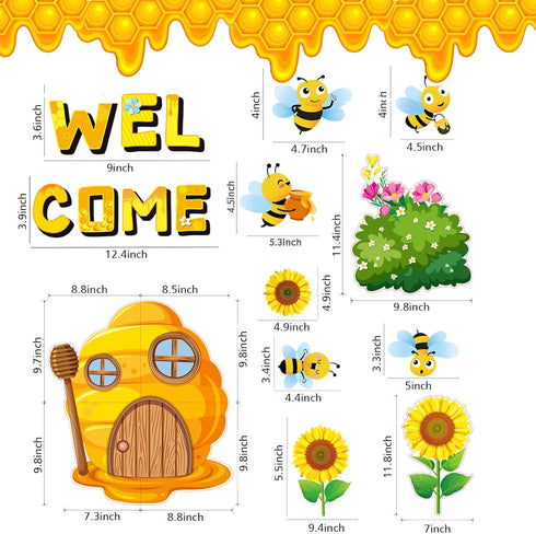 Adduster Bee Bulletin Board - Spring Bulletin Board Decor Sunflower Cutout Set Bee Hive Cutout Bulletin Board for Classroom Walls Bulletin Board K...
