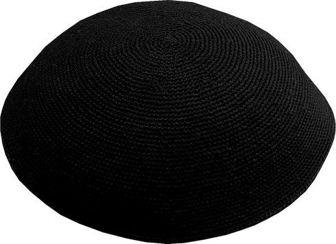 Hand Made 100% Cotton DMC Hand Knitted Kippah Hat from Israel, Hats for Men, Yarmulke Hat, Kippah for Men and Kids (Black, 20cm-7.9inch-Flat)...