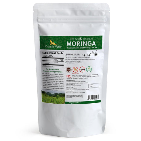 Organic Veda Moringa Tea Bags - 100% Pure Organically Grown Original Green Leaves Moringa Powder Rich in Vitamins, Amino Acids, Antioxidants - Veg...