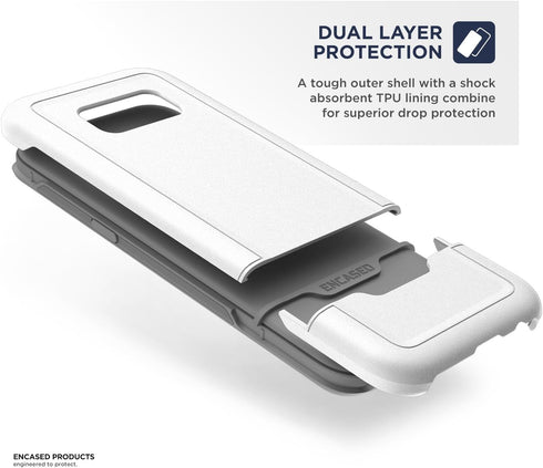 Samsung Galaxy S8 Plus Case White Gray - Encased Rebel Series Impact Armor (Samsung S8+)...