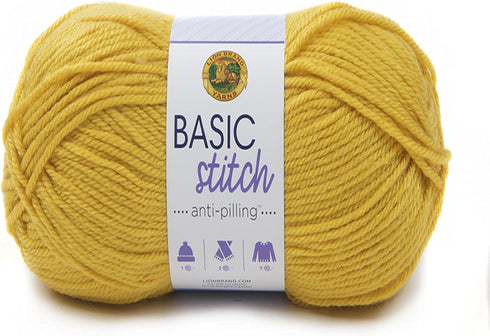Lion Brand Yarn Basic Stitch Anti-Pilling Knitting Yarn, Yarn for Crocheting, 1-Pack, Mustard...