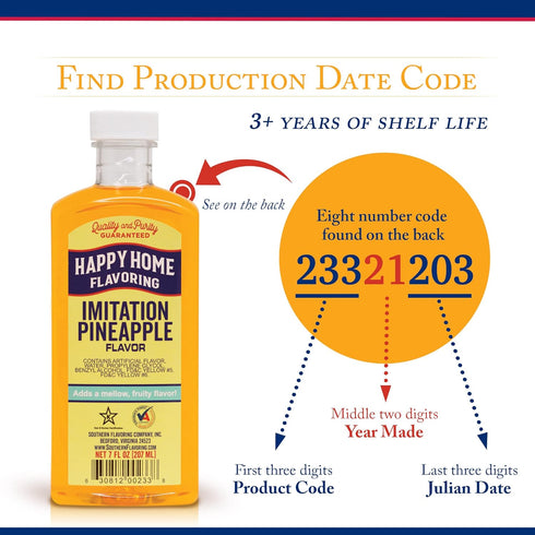 Happy Home Imitation Pineapple Flavoring, Certified Kosher, 7 oz....
