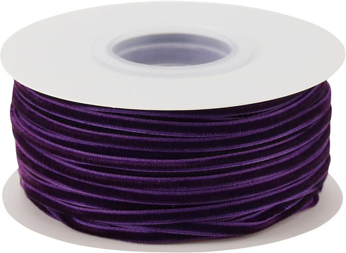 Purple Velvet Ribbon 1/8" Thin Purple Halloween Ribbon Vintage Velvet Ribbon Narrow Purple Ribbon 1/8" for Wedding Invitations, Crafts, Gift Wrapp...