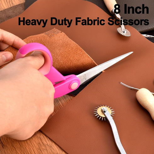 Premium Sewing Scissors Bundle, 8" Heavy Duty Fabric Scissors, 5" Detail Embroidery Scissors, 4" Small Selvedge Scissors, 5" Thread Snips, Tailori...