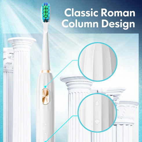 DADA-TECH Electric Toothbrush for Adults and Kids, Sonic Toothbrush Rechargeable with 9 Brush Heads, 5 Modes and 2 Minutes Smart Timer, 4Hours Cha...