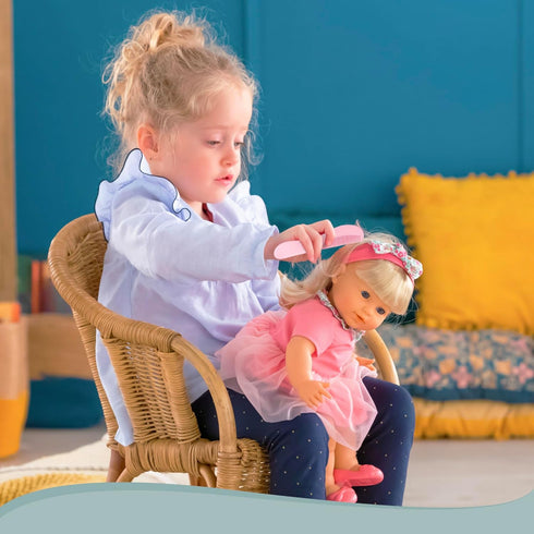 Baby Doll Set – 7 Piece Adorable Baby Doll Accessories with 2 Baby Doll Bottles, 2 Doll Pacifiers, Comb and Mirror – Baby Doll Toys for Kids in a ...